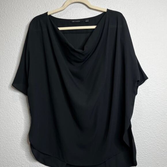 H by Halston Cowl Neck Relaxed Top Black Sz Large - Picture 3 of 8